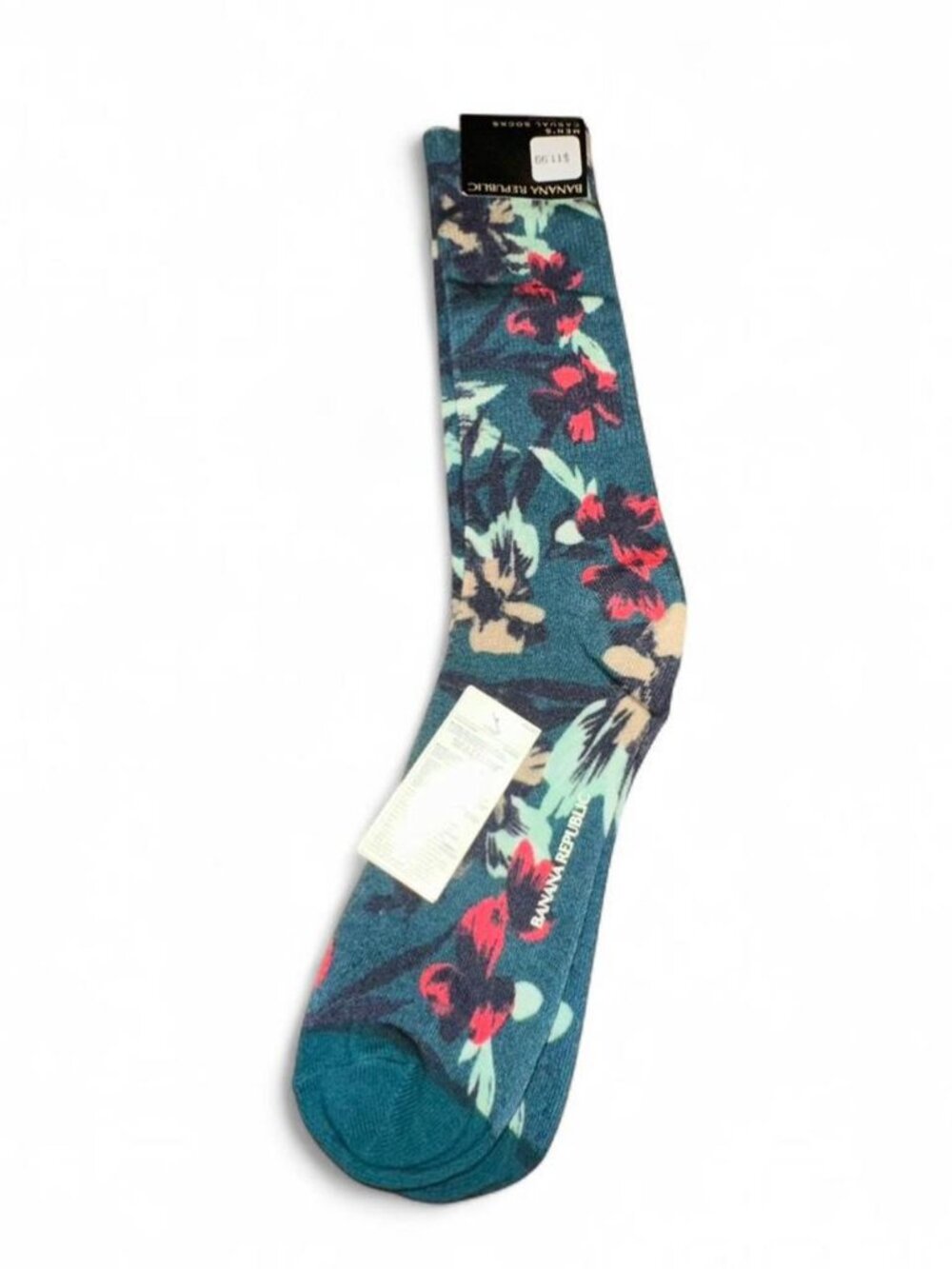 Banana Republic Men’s Floral Casual Socks Peacock Teal NWT  One Size